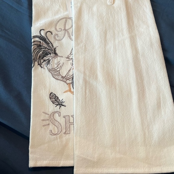Rise & Shine embroidered white kitchen towels (2) - Picture 4 of 5